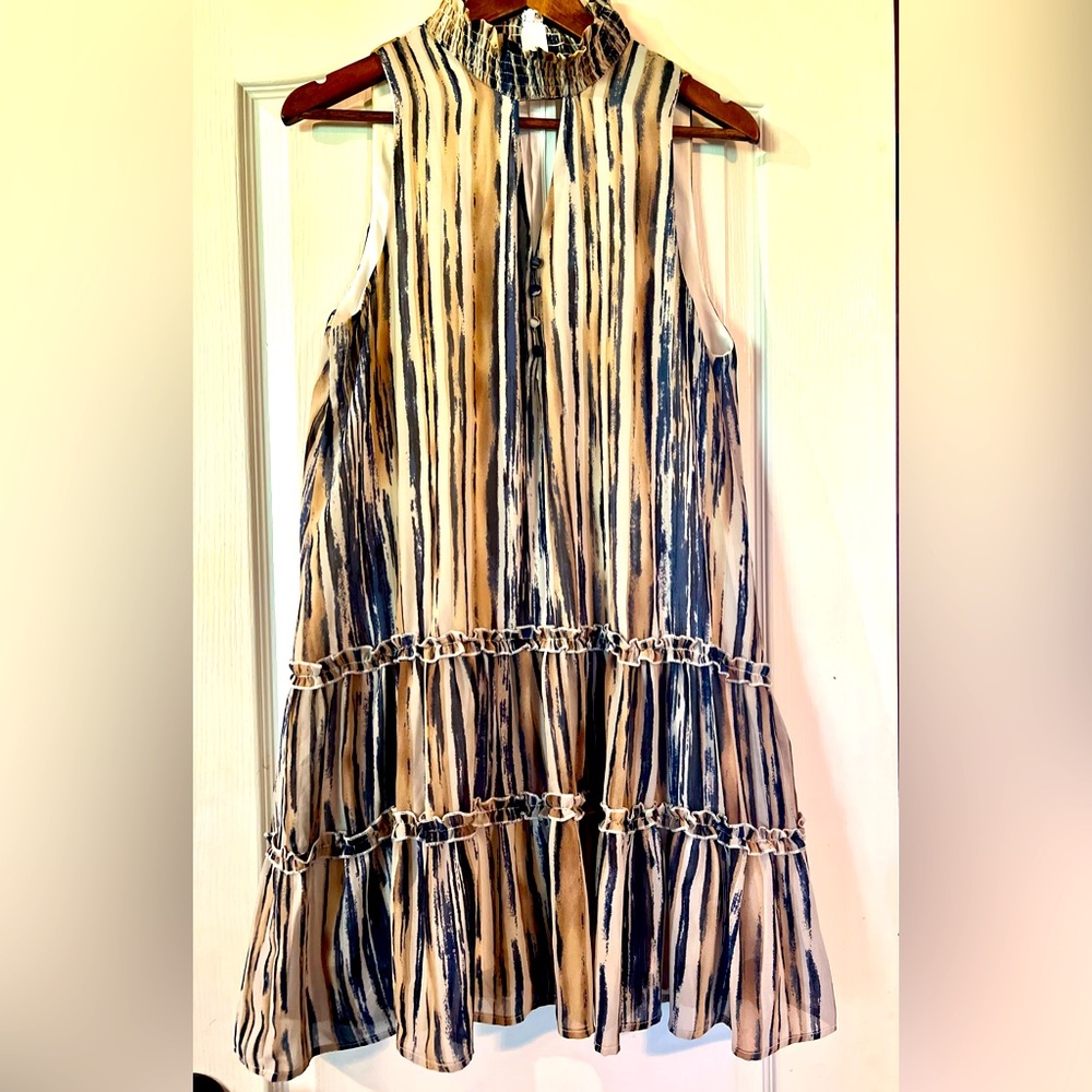 Entro Mock Neck Sleeveless Multicolor Dress Size L